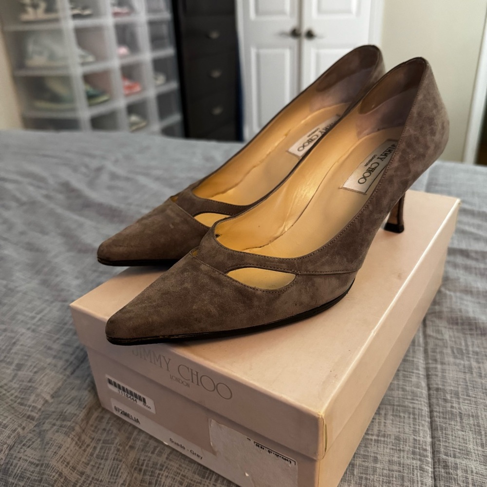 Jimmy Choo Taupe Suede Heels